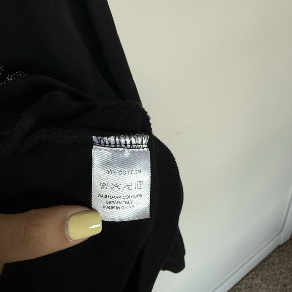DHR Dope House Records Womens Rhinestone Hoodie XL Black Zip Up Y2K Premium - Picture 7 of 8